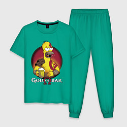 Пижама хлопковая мужская Homer god of bar, цвет: зеленый