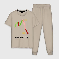 Пижама хлопковая мужская Investor, цвет: миндальный