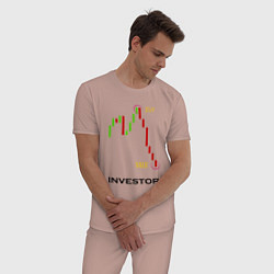 Пижама хлопковая мужская Investor, цвет: пыльно-розовый — фото 2