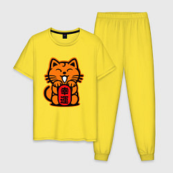 Пижама хлопковая мужская JDM Cat, цвет: желтый