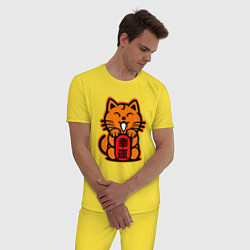 Пижама хлопковая мужская JDM Cat, цвет: желтый — фото 2