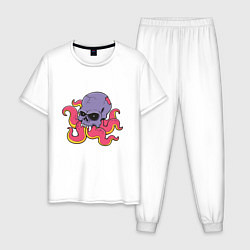 Пижама хлопковая мужская Skull Octopus, цвет: белый