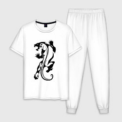 Пижама хлопковая мужская Tiger Tattoo Тигр Татуировка, цвет: белый