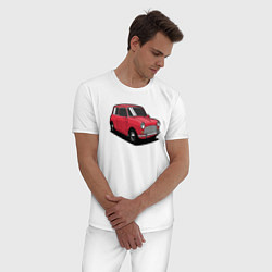 Пижама хлопковая мужская Маленькая красная машина, цвет: белый — фото 2
