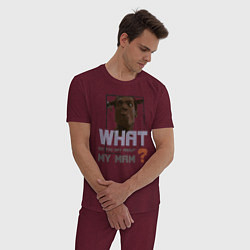 Пижама хлопковая мужская What did you say about my mam DR, цвет: меланж-бордовый — фото 2