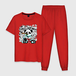 Пижама хлопковая мужская Панда Джиу Джитсу, цвет: красный