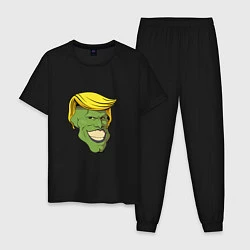 Пижама хлопковая мужская Трамп - Маска, цвет: черный