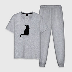 Пижама хлопковая мужская Black kitten, цвет: меланж