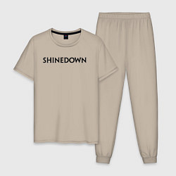 Пижама хлопковая мужская Shinedown лого, цвет: миндальный
