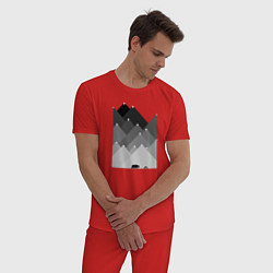 Пижама хлопковая мужская Медведь и треугольные горы, цвет: красный — фото 2
