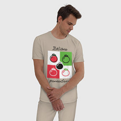 Пижама хлопковая мужская Italiano Pomodoro, любовь к Италии, пицце и томата, цвет: миндальный — фото 2