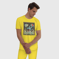 Пижама хлопковая мужская Chinese Pattern Птичий орнамент, цвет: желтый — фото 2