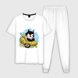 Пижама хлопковая мужская Felix - the cat, цвет: белый