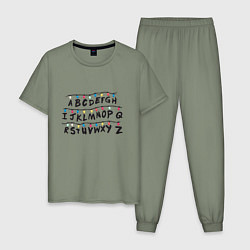 Пижама хлопковая мужская STRANGER THINGS ALPHABET, цвет: авокадо