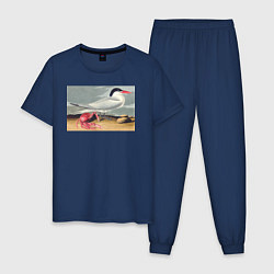 Пижама хлопковая мужская Cayenne Tern Чайка и краб, цвет: тёмно-синий
