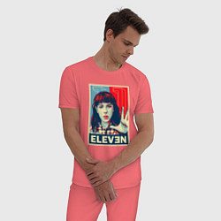 Пижама хлопковая мужская Stranger Things Eleven, цвет: коралловый — фото 2