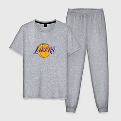 Пижама хлопковая мужская Лос-Анджелес Лейкерс NBA, цвет: меланж