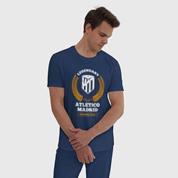 Пижама хлопковая мужская Лого Atletico Madrid и надпись Legendary Football, цвет: тёмно-синий — фото 2