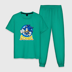 Пижама хлопковая мужская SONIC 2D, цвет: зеленый