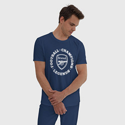 Пижама хлопковая мужская Символ Arsenal и надпись Football Legends and Cham, цвет: тёмно-синий — фото 2
