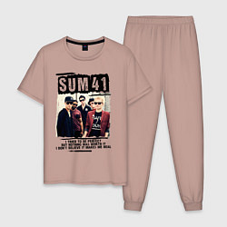 Пижама хлопковая мужская SUM 41 PIECES, цвет: пыльно-розовый