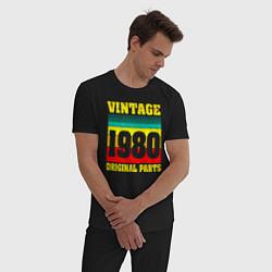 Пижама хлопковая мужская Винтаж 1980 оригинальные детали, цвет: черный — фото 2