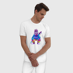 Пижама хлопковая мужская Зебра горячая линия Маями арт, цвет: белый — фото 2
