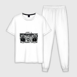 Пижама хлопковая мужская Wu-Tang Boombox, цвет: белый