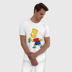 Пижама хлопковая мужская Барт Симпсон принт, цвет: белый — фото 2