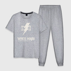 Пижама хлопковая мужская Белые шрамы лого винтаж, цвет: меланж