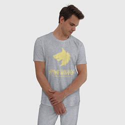 Пижама хлопковая мужская Космические волки лого винтаж, цвет: меланж — фото 2