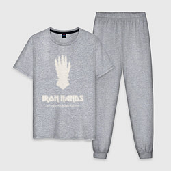 Пижама хлопковая мужская Железные руки лого винтаж, цвет: меланж