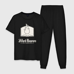 Пижама хлопковая мужская Несущие слово лого винтаж, цвет: черный