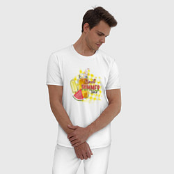 Пижама хлопковая мужская Лимонад и мороженое, цвет: белый — фото 2