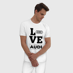 Пижама хлопковая мужская Audi Love Classic, цвет: белый — фото 2