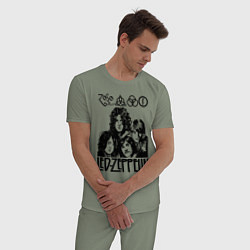 Пижама хлопковая мужская Led Zeppelin Black, цвет: авокадо — фото 2