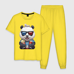 Мужская пижама Прикольный панда с попкорном и колой