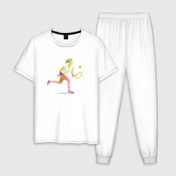 Пижама хлопковая мужская Женский большой теннис, цвет: белый