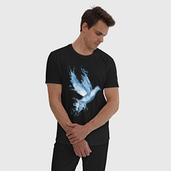Пижама хлопковая мужская Птица из воды - иллюзия, цвет: черный — фото 2