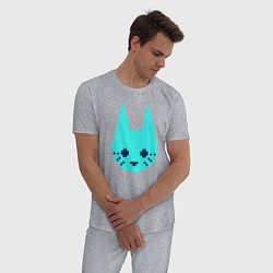 Пижама хлопковая мужская Пиксельный киберкот, цвет: меланж — фото 2