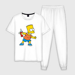 Пижама хлопковая мужская Барт Симпсон с баплончиком для граффити, цвет: белый