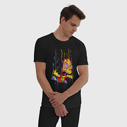 Пижама хлопковая мужская Барт Симпсон - свободное падение, цвет: черный — фото 2