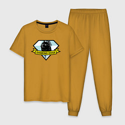 Пижама хлопковая мужская Пёс Доге на логотипе, цвет: горчичный