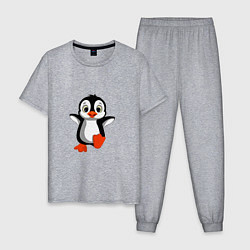 Пижама хлопковая мужская Маленький крошка пингвин, цвет: меланж