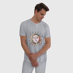 Пижама хлопковая мужская Солнце и луна - Солнцестояние, цвет: меланж — фото 2