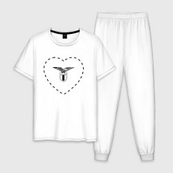 Пижама хлопковая мужская Лого Lazio в сердечке, цвет: белый