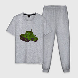 Пижама хлопковая мужская Самый обычный танк, цвет: меланж