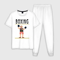 Пижама хлопковая мужская Боксер из мультика Boxing, цвет: белый