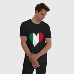 Пижама хлопковая мужская Сердце - Италия, цвет: черный — фото 2