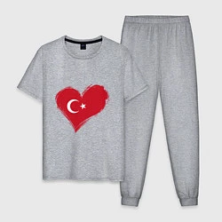 Пижама хлопковая мужская Сердце - Турция, цвет: меланж